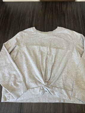 Michael Kors Light Gray Twist-Front Pullover Sweatshirt